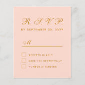 Budget RSVP Blush Pink Script Simple Response Kaar (Voorkant)