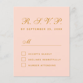 Budget RSVP Blush Pink Script Simple Response Kaar