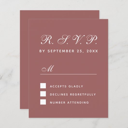 Budget RSVP Cinnamon Roos Wedding Response Card (Voorkant / Achterkant)