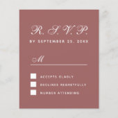 Budget RSVP Cinnamon Roos Wedding Response Card (Voorkant)