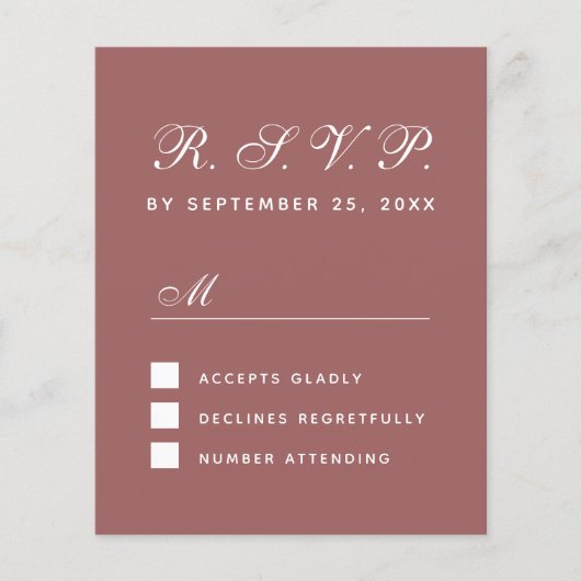 Budget RSVP Cinnamon Rose Huwelijksreactiekaart (Voorkant)