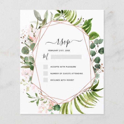 Budget RSVP Eucalyptus Greenery Geometric Elegant (Voorkant)