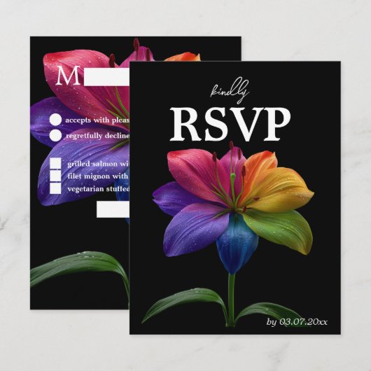 🌈 Budget RSVP Feast & Flourish Technicolor Love  Kaartje (Voorkant / Achterkant)