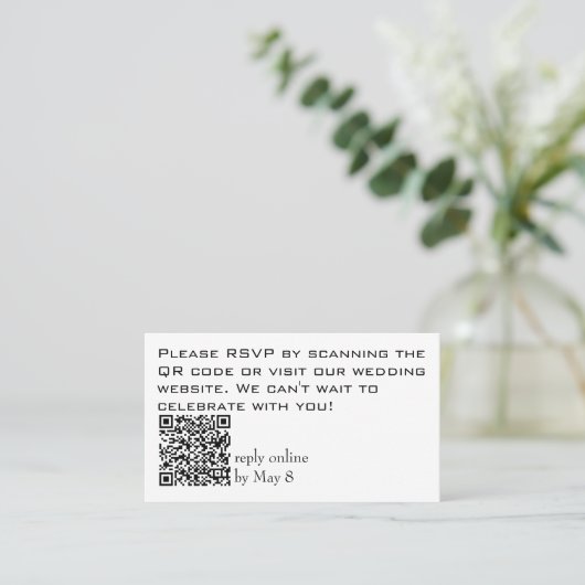 Budget RSVP Huwelijkswebsite QR Code Visitekaartje (Staand voorkant)