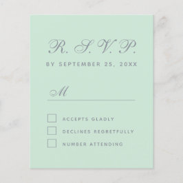 Budget RSVP Mint Green Grey Script Response Kaart
