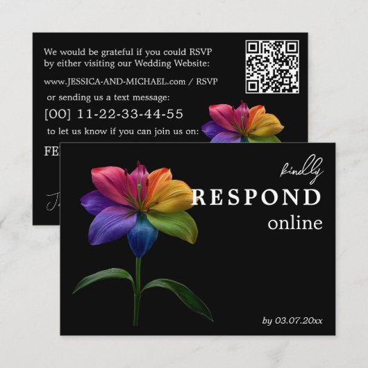 🌈 Budget RSVP online Technicolor Love  Kaartje (Voorkant / Achterkant)