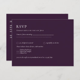 BUDGET RSVP Plum Paars Monochrome Moderne Weddensc Briefkaart