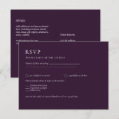 BUDGET RSVP Plum Paars Monochrome Moderne Weddensc Briefkaart (Voorkant / Achterkant)