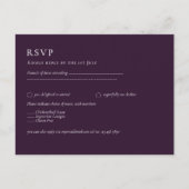 BUDGET RSVP Plum Paars Monochrome Moderne Weddensc Briefkaart (Voorkant)