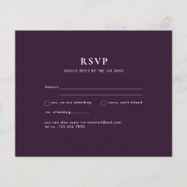 BUDGET RSVP Pruim Paars Monochroom Modern Trouwen Flyer