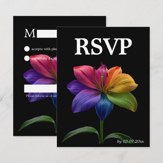 🌈 Budget RSVP Technicolor Liefde Kaartje (Voorkant / Achterkant)
