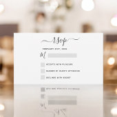 Budget RSVP Weddenschap Black White Script Notitiekaartje