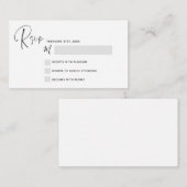 Budget RSVP Wedding Black White Script Note Kaart Notitiekaartje (Voorkant / Achterkant)