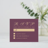 Budget RSVP Wine Colour Wedding Response Kaart (Staand voorkant)