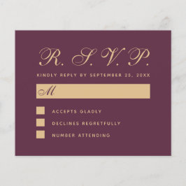 Budget RSVP Wine Colour Wedding Response Kaart