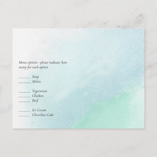 BUDGET RSVP Zee Glass Moderne Abstracte bruiloft Briefkaart (Achterkant)