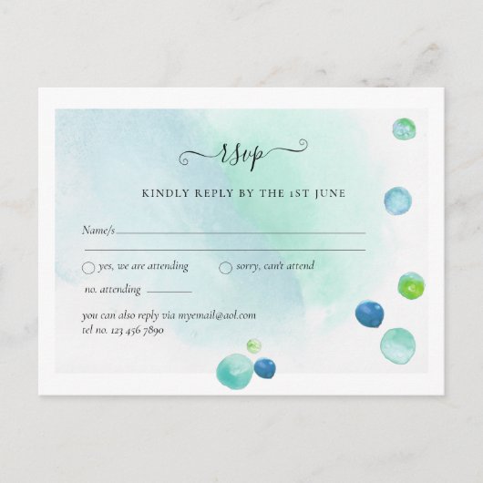 BUDGET RSVP Zeeglas Moderne Abstracte Trouwkaart Briefkaart (Voorkant)