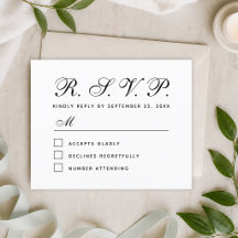 Budget RSVP Zwart-wit Huwelijksreactiekaart