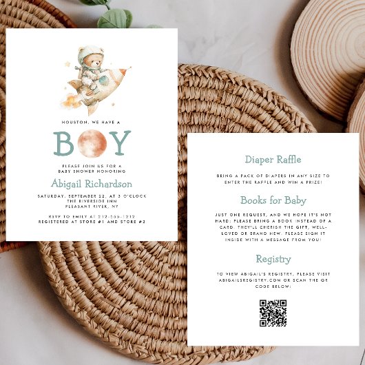 Budget Ruimtevaarder Beer QR Code Jongen Babyshowe