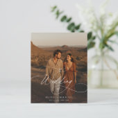 Budget Rurale Script Boho Foto Huwelijksuitnodigin (Staand voorkant)