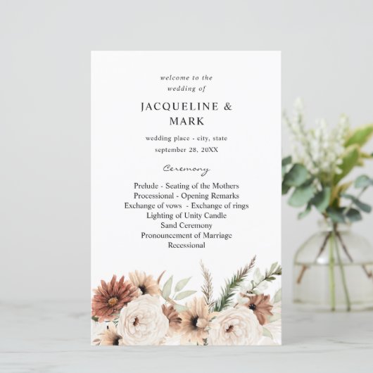 Budget Rus Neutral Boho Floral Wedding Ceremony (Staand voorkant)