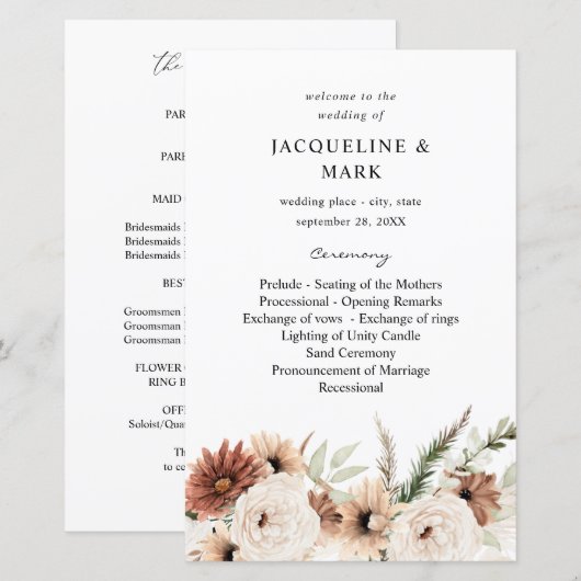 Budget Rus Neutral Boho Floral Wedding Ceremony (Voorkant / Achterkant)