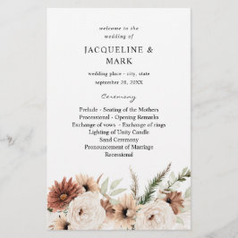 Budget Rus Neutral Boho Floral Wedding Ceremony Flyer