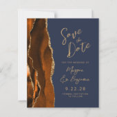 Budget Rust Gold Agaat Navy Script Save the Date (Voorkant)
