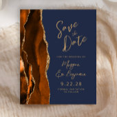 Budget Rust Gold Agaat Navy Script Save the Date