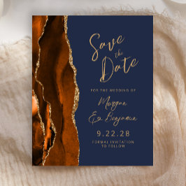 Budget Rust Gold Agaat Navy Script Save the Date