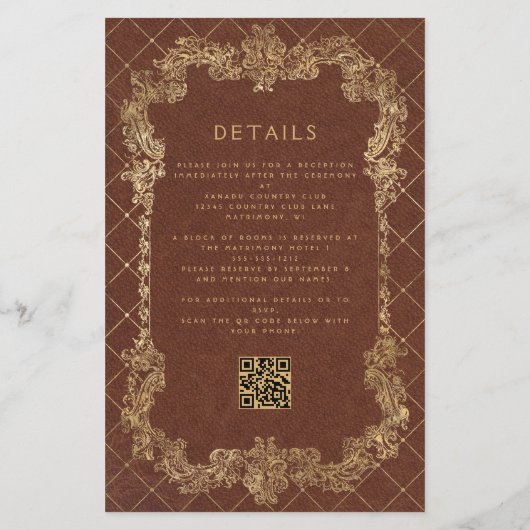 Budget  Rust Gold QR Code Huwelijksuitnodiging (Achterkant)