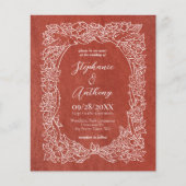Budget Rust Terracotta Bloemen Bruiloft Uitnodigin (Voorkant)