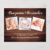Budget Rustic 3 Foto Baby shower geboorte Dank u (Voorkant)