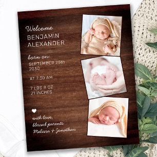 Budget Rustic 3 Foto Baby shower geboorte Dank u