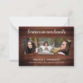 Budget Rustic 3 Foto Memorial Funeral Bedankt Notitiekaartje (Voorkant)