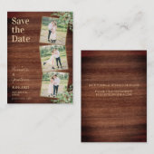 Budget Rustic 3 Foto Wedding Save the Date Notitiekaartje (Voorkant / Achterkant)