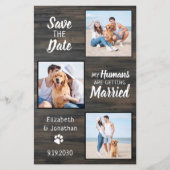 Budget Rustic 3 Photo Dog Wedding Save the Date (Voorkant)