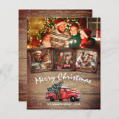 Budget Rustic 4 Photo  Red Truck Card (Voorkant / Achterkant)