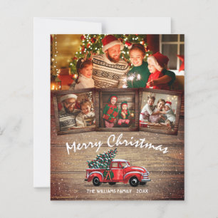 Budget Rustic 4 Photo  Red Truck Card