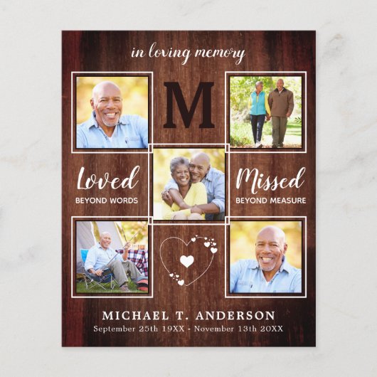 Budget Rustic 5 Foto Collage Funeral Hartelijk dan (Voorkant)