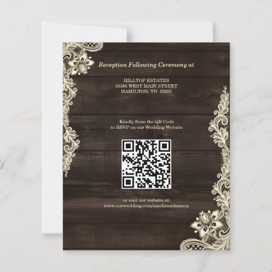 Budget Rustic All in One Wood Wedding Invitation (Achterkant)