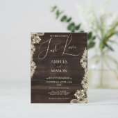 Budget Rustic All in One Wood Wedding Invitation (Staand voorkant)