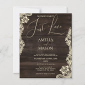 Budget Rustic All in One Wood Wedding Invitation (Voorkant)