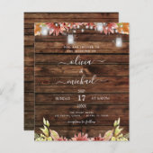 Budget Rustic Autumn Sunflower Wedding Uitnodiging (Voorkant / Achterkant)