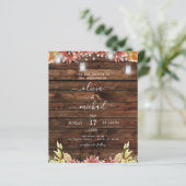 Budget Rustic Autumn Sunflower Wedding Uitnodiging (Staand voorkant)