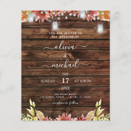 Budget Rustic Autumn Sunflower Wedding Uitnodiging