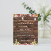 Budget Rustic Autumn Sunflower Wedding Uitnodiging (Staand voorkant)