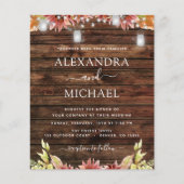 Budget Rustic Autumn Sunflower Wedding Uitnodiging (Voorkant)