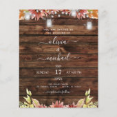 Budget Rustic Autumn Sunflower Wedding Uitnodiging Flyer (Voorkant)