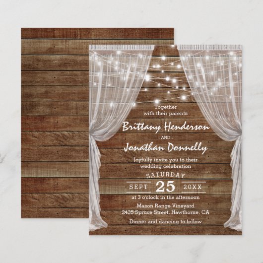 Budget Rustic Barn Wedding Invites (Voorkant / Achterkant)